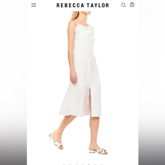 Rebecca Taylor MULTI COLOR STRIPE RUFFLE DRESS NWOT - Picture 3 of 13